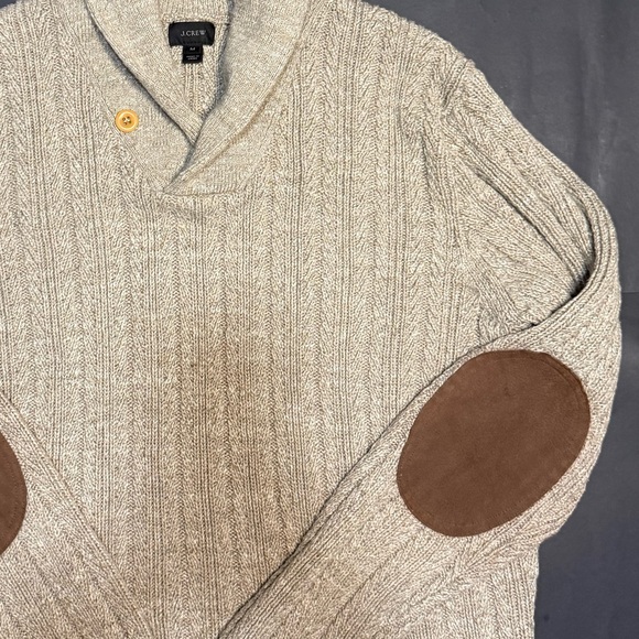 J Crew Mens Ecru Cable Knit Cotton Sweater - Picture 5 of 10